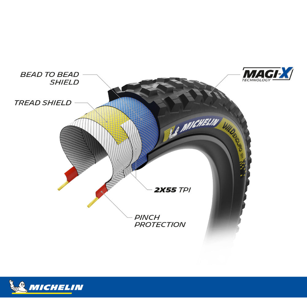 Michelin Wild Enduro MH Racing Line Tire - 27.5 x 2.5, Tubeless, Folding, Blue & Yellow Decals Clearance Footaction