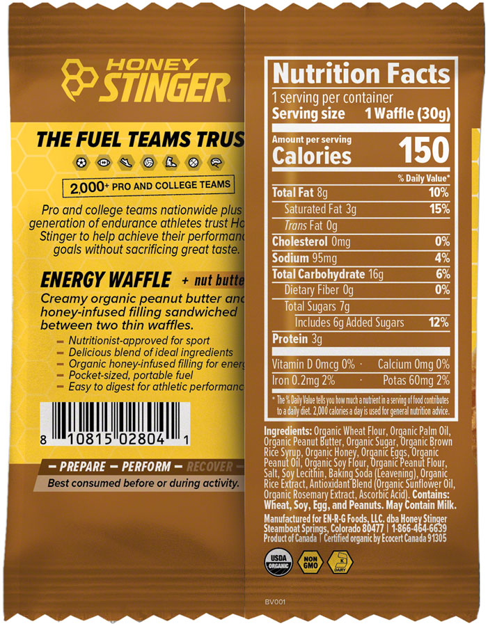 Honey Stinger Organic Waffle - Peanut Butter, Box of 12 Cheap Nicekicks