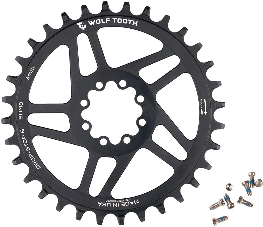 Wolf Tooth Direct Mount Chainring - 28t, SRAM Direct Mount, Drop-Stop B, For SRAM 8-Bolt Cranksets, 3mm Offset, Black Store Online