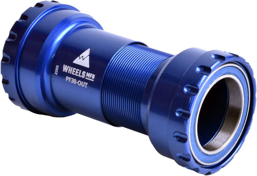 Wheels Manufacturing PF30 Outboard Bottom Bracket - For 30mm Spindle, ABEC-3 Bearings, PressFit Thread Together, Blue Free Shipping With Credit Card