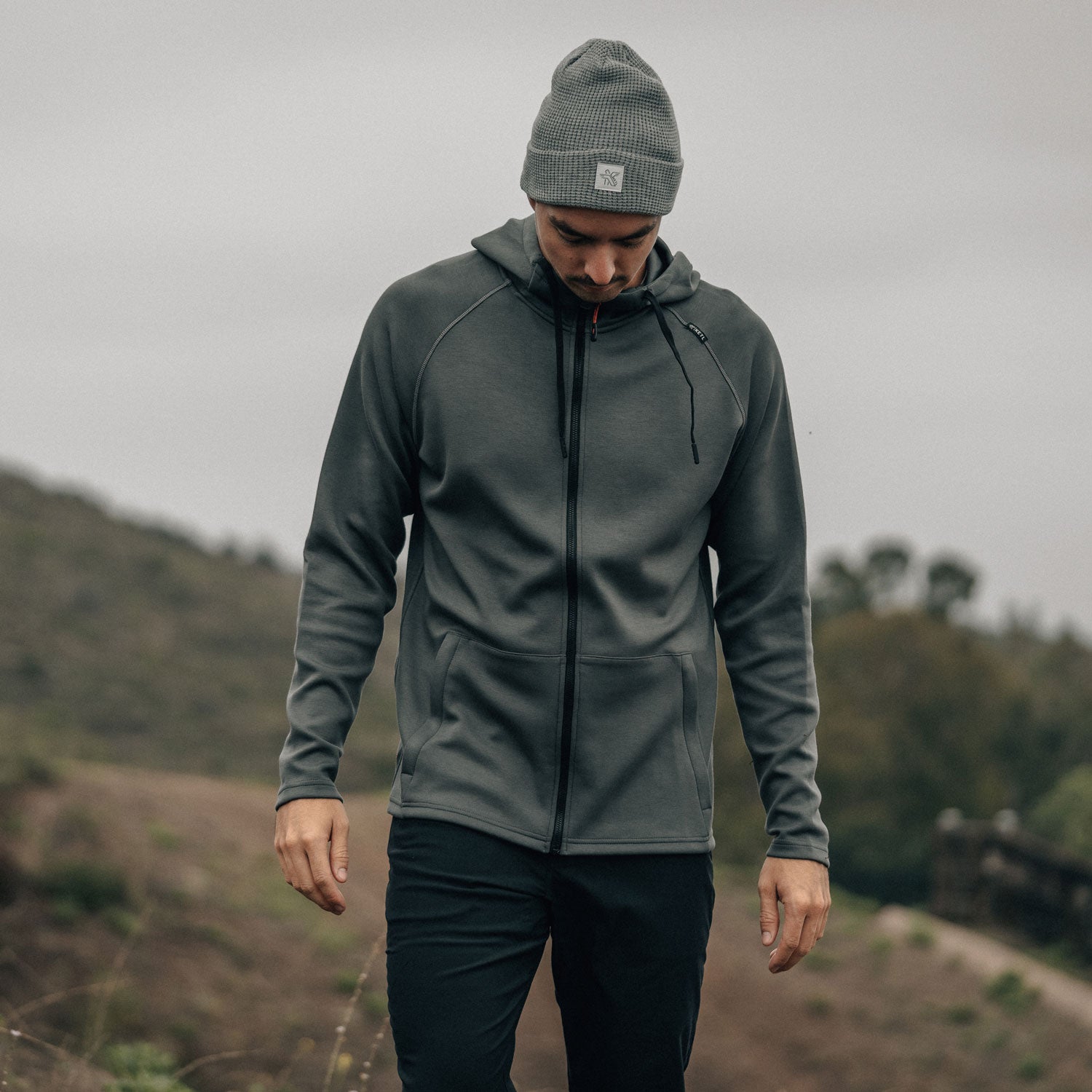 KETL Mtn Folly Active Travel Hoodie - Zipper Pockets, Stretchy, Breathable - Men's Zip-Up V.2 Grey