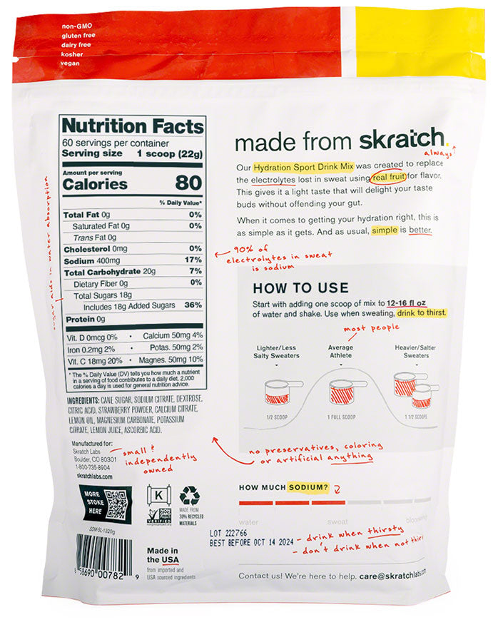 Skratch Labs Hydration Sport Drink Mix - Strawberry Lemonade, 60-Serving Resealable Pouch Outlet For You