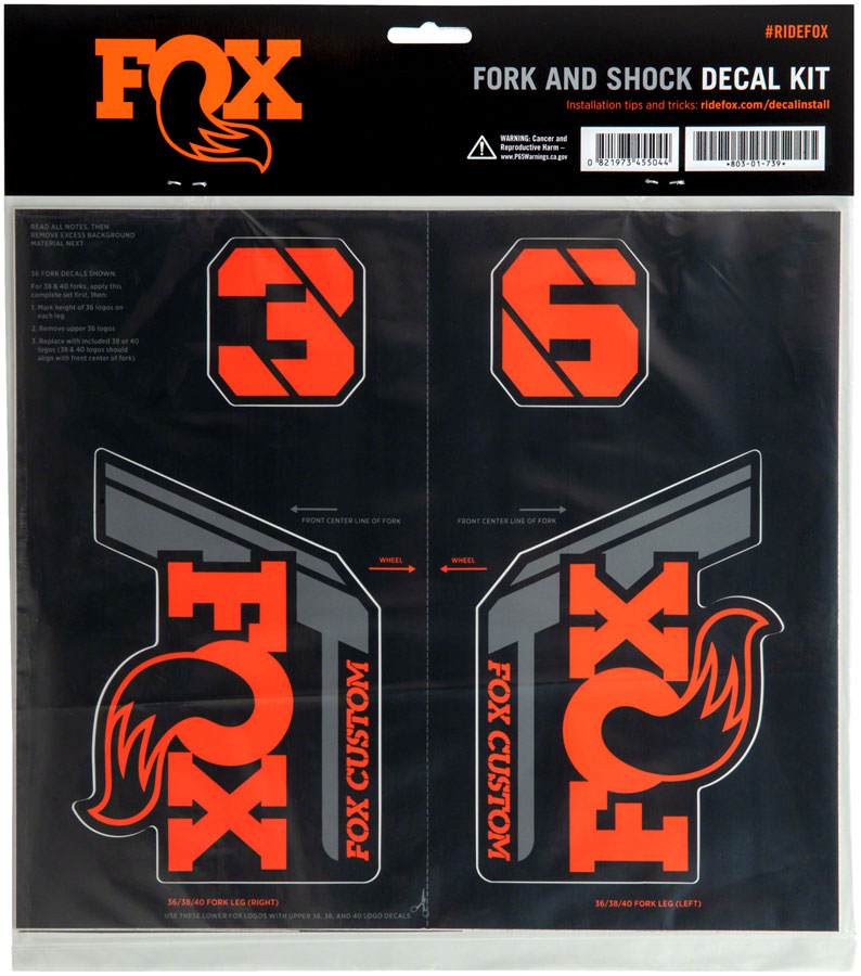 FOX Fork and Shock Decal Kit - Factory Orange 2025 New Cheap Online