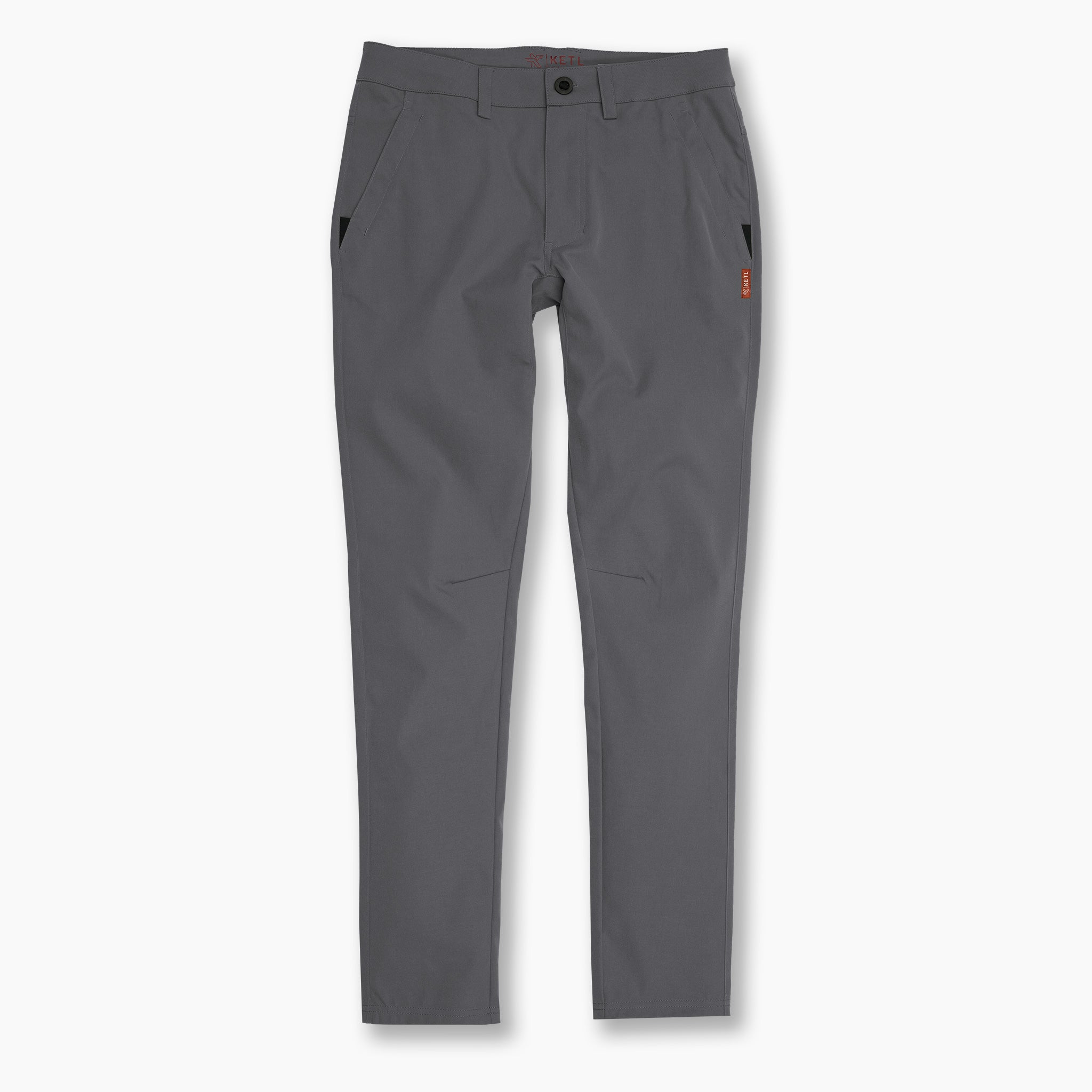 KETL Mtn Tomfoolery Travel Pants 34 Inseam: Stretchy, Packable, Casual Chino Style W/ Zipper Pockets - Grey Men's