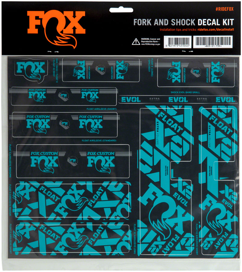 FOX Fork and Shock Decal Kit - Turquoise Clearance For Nice