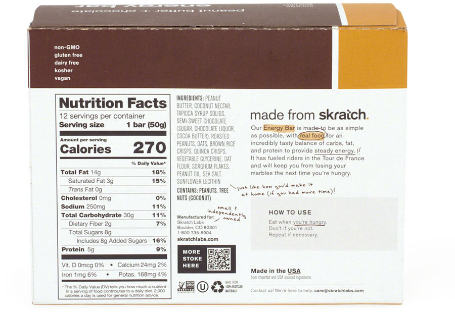 Skratch Labs Skratch Labs Energy Bar Sport Fuel  - Peanut Butter and Chocolate, Box of 12 From China For Sale