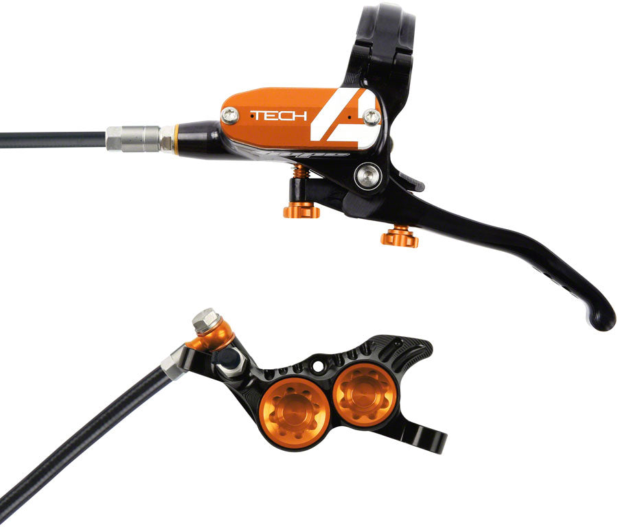 Hope Tech 4 V4 Disc Brake and Lever Set - Front, Hydraulic, Post Mount, Orange Cheap The Cheapest