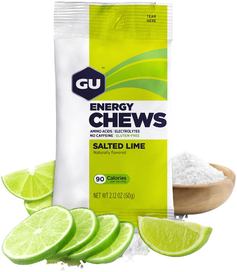 GU Energy Chews - Salted Lime, Box of 12 Bags Cheap 100% Original