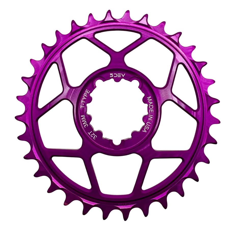 5Dev T-Type Aluminum Chainring, Purple, Sram 8 Bolt, 30 Tooth, 3mm Offset Free Shipping Best Seller