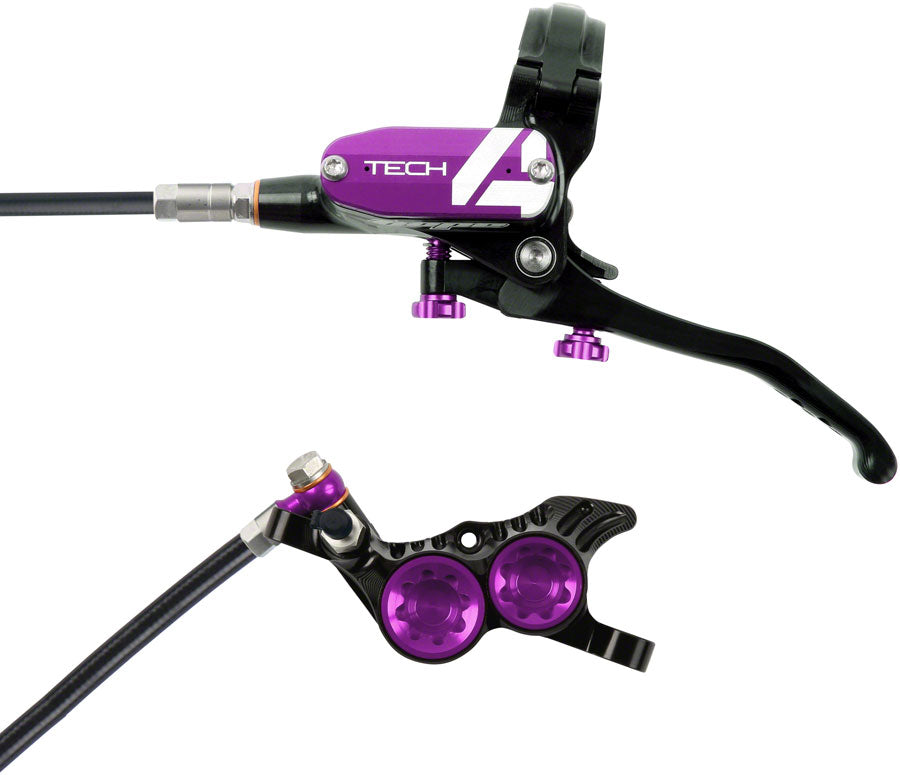 Hope Tech 4 V4 Disc Brake and Lever Set - Rear, Hydraulic, Post Mount, Purple Cheap Sale Tumblr