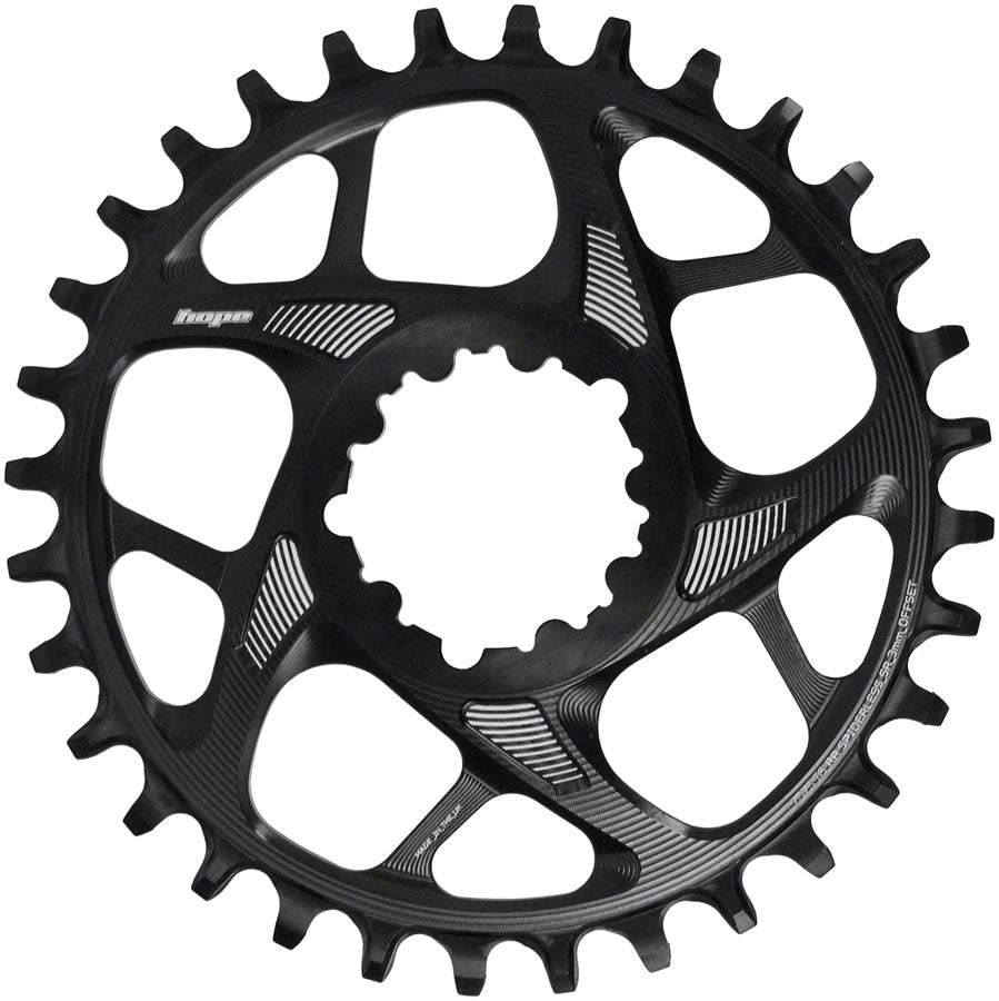 Hope Spiderless Retainer Chainring - 34t, SRAM Direct Mount, 3mm Offset, R22 Black Latest