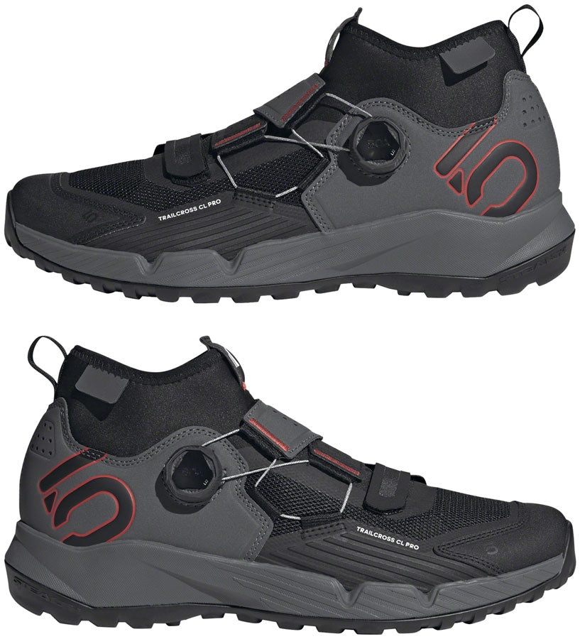 Five Ten Trailcross Pro Mountain Clipless Shoes - Men's, Gray Five/Core Black/Red, 8