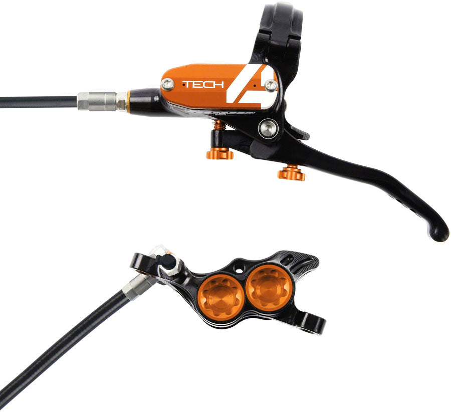 Hope Tech 4 E4 Disc Brake and Lever Set - Front, Hydraulic, Post Mount, Orange For Cheap Sale Online