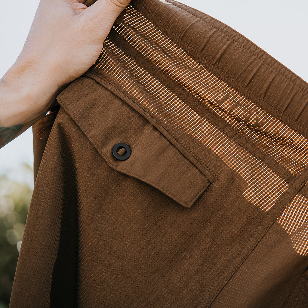 KETL Mtn Vent Lightweight Shorts 9 Inseam: Summer Hiking & Travel - Ultra-Breathable Airflow Stretch Brown Men's