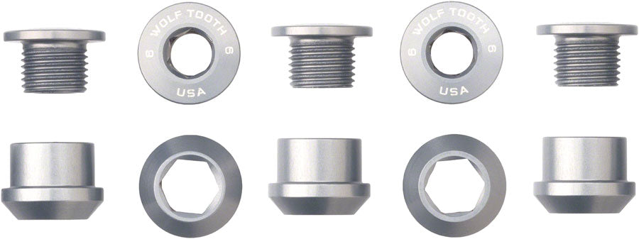 Wolf Tooth 1x Chainring Bolt Set - 6mm, Dual Hex Fittings, Set/5, Raw Silver Cheap Best Pices