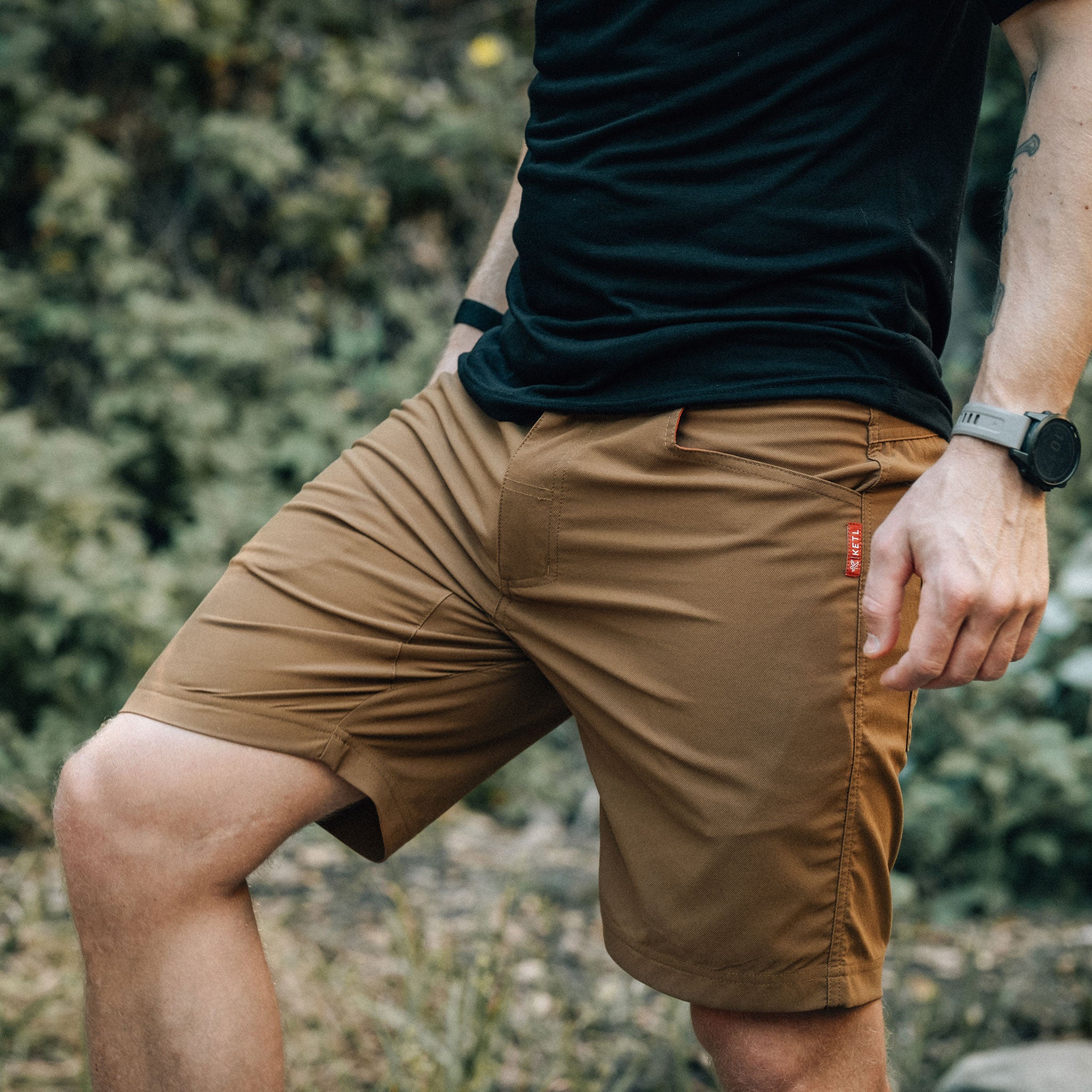 KETL Mtn Shenanigan Hiking Shorts - Lightweight, Stretchy, Packable Men's Travel Shorts Brown Men's