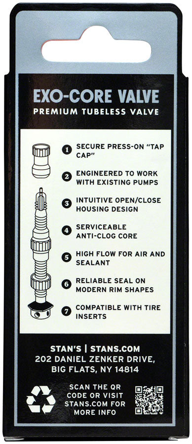 Stan's Tubeless Exo-Core Valve Stems - Alloy, Regular, Black, Pair