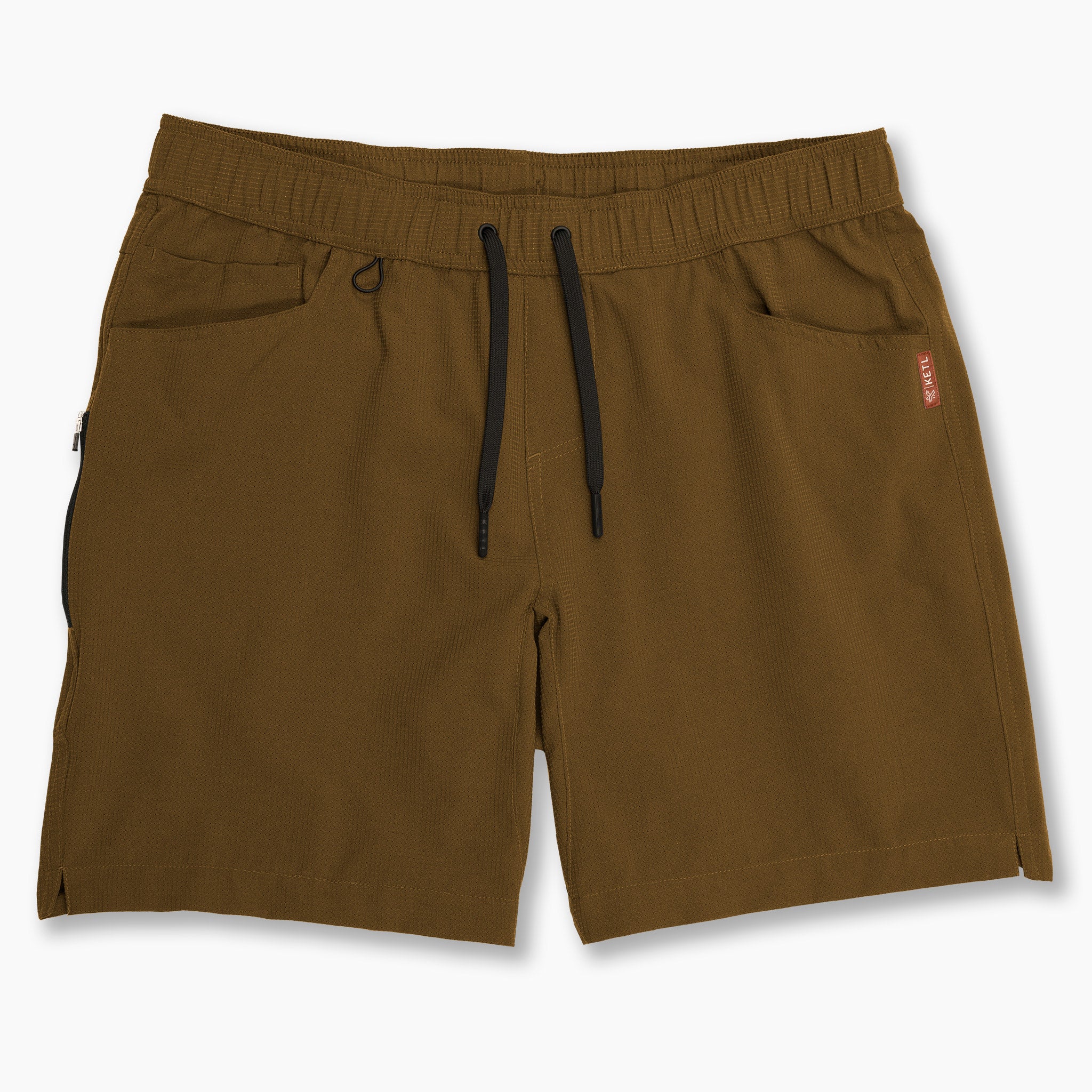 KETL Mtn Vent Lightweight Shorts 7 Inseam: Summer Hiking & Travel - Ultra-Breathable Airflow Stretch Brown Men's