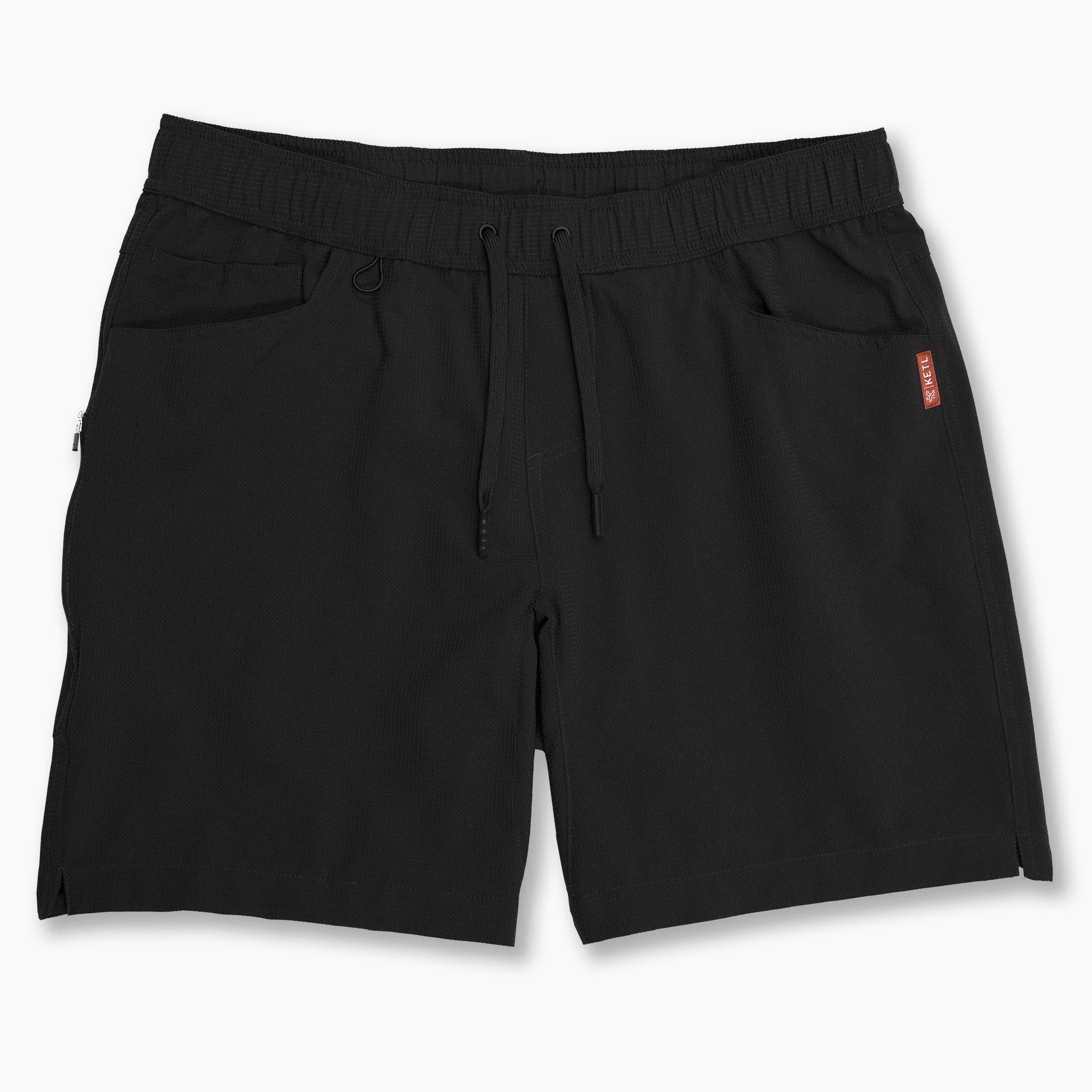 KETL Mtn Vent Lightweight Shorts 7 Inseam: Summer Hiking & Travel - Ultra-Breathable Airflow Stretch Black Men's