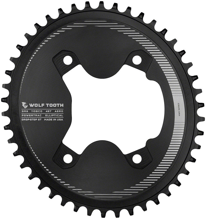 Wolf Tooth Elliptical Aero 110 Asymmetric BCD Chainring - 46t, 110 Asymmetric BCD, 4-Bolt, Drop-Stop ST, For Shimano GRX Buy Cheap Low Cost