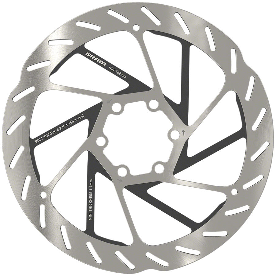 SRAM HS2 Disc Brake Rotor - 160mm, 6-Bolt, Rounded, Silver/Black Manchester