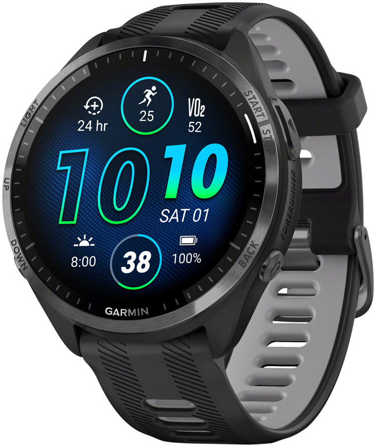 Garmin Forerunner 965 GPS Smartwatch - 47mm, Carbon Gray DLC Titanium Bezel, Black Case and Black/Powder Gray Silicone Free Shipping Low Shipping