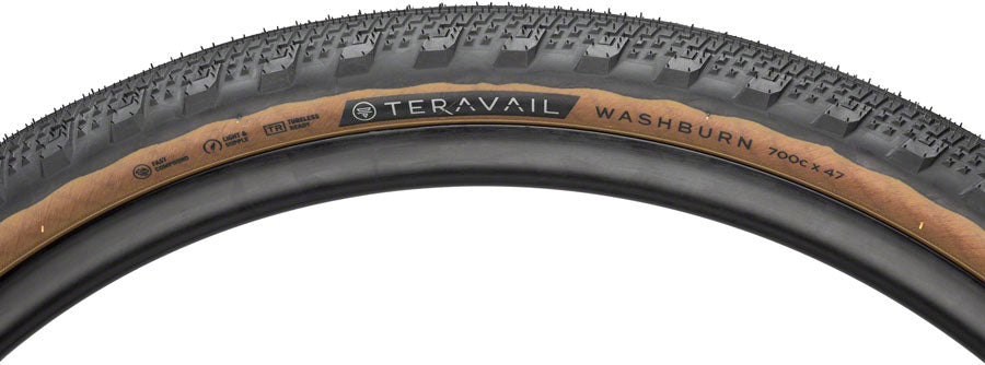 Teravail Washburn Tire - 700 x 47, Tubeless, Folding, Tan, Durable Choice For Sale