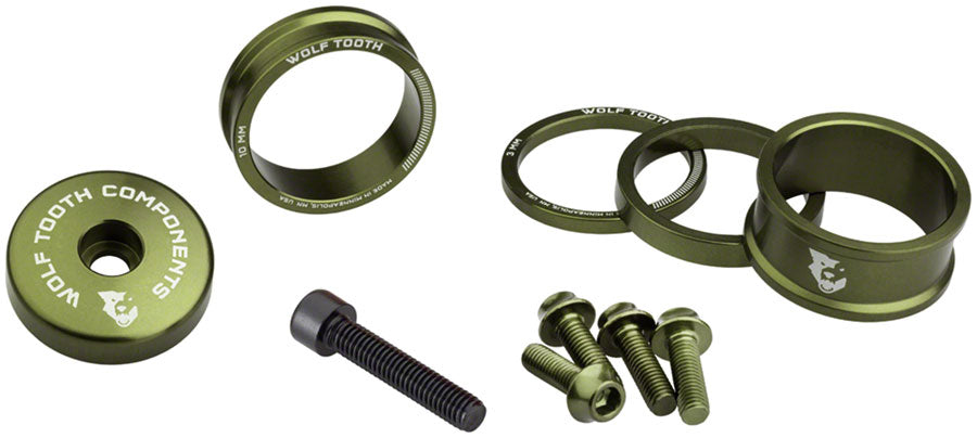 Wolf Tooth BlingKit: Headset Spacer Kit 3, 5,10, 15mm, Olive Cheap Sale Lowest Pice