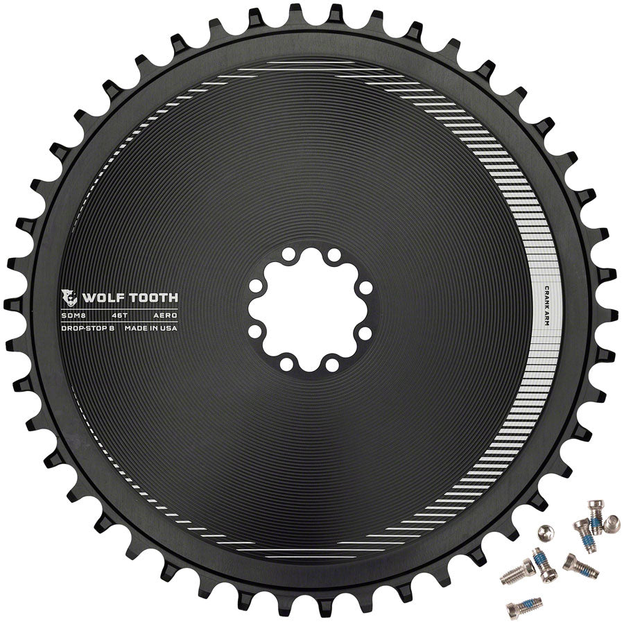 Wolf Tooth Aero Direct Mount Chainring - 46t, Direct Mount SRAM 8-Bolt, Drop-Stop B, Black Cheap 100% Original