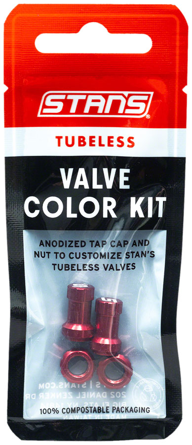 Stan's Tubeless Valve Stem Cap Color Kit - Red, Pair