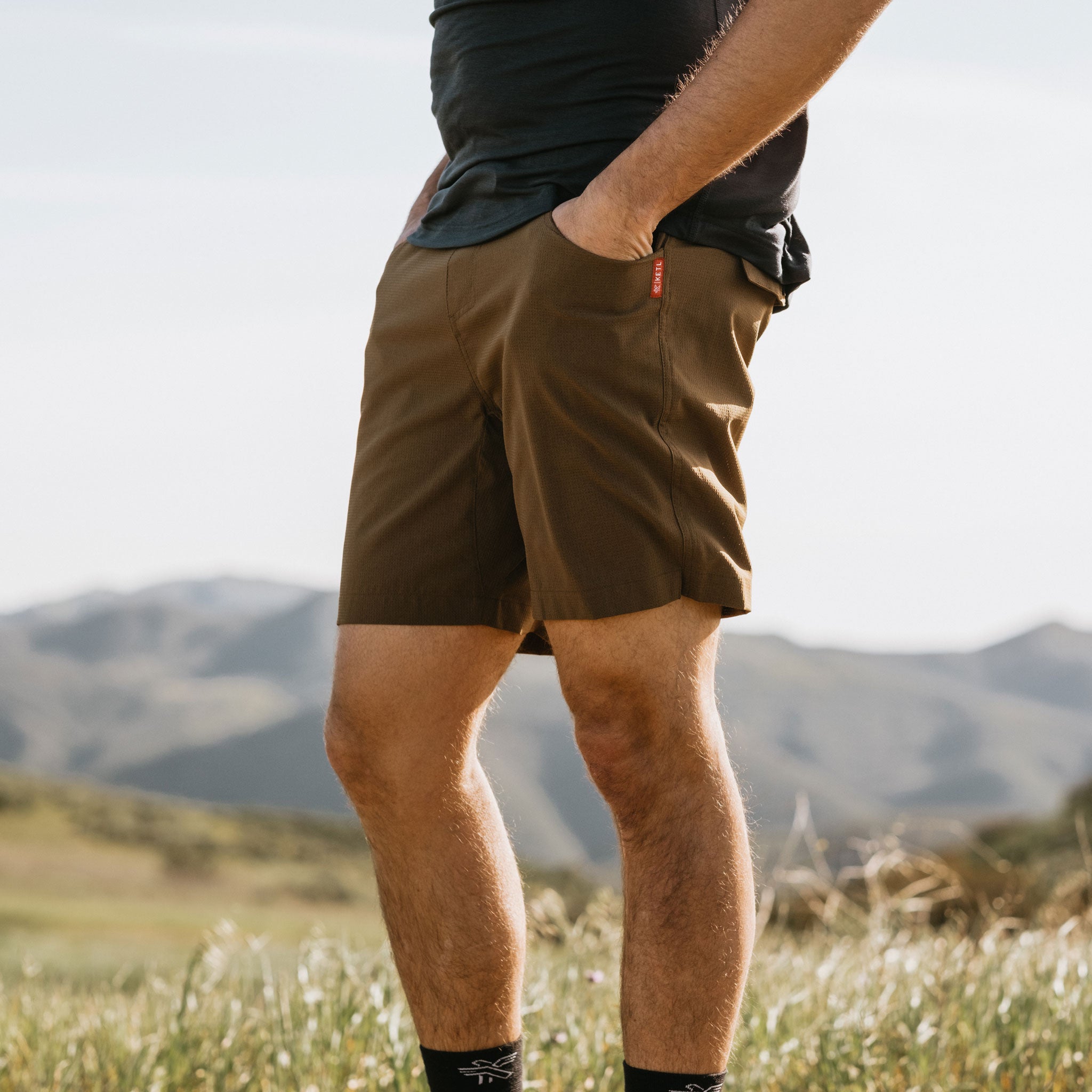 KETL Mtn Vent Lightweight Shorts 7 Inseam: Summer Hiking & Travel - Ultra-Breathable Airflow Stretch Brown Men's