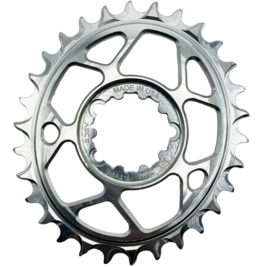 5Dev T-Type Aluminum Oval Chainring, Raw, Sram 8 Bolt, 30 Tooth, 3mm Offset Sale Choice