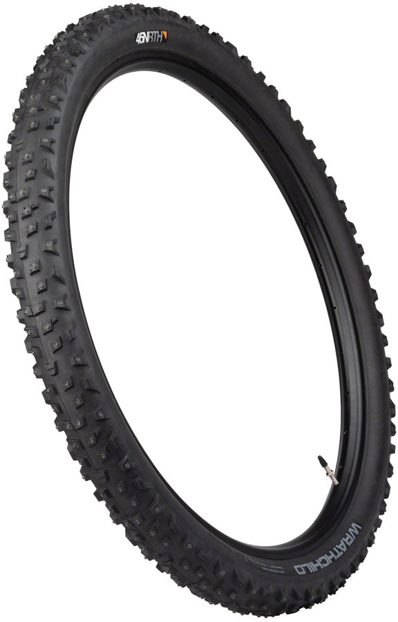 45NRTH Wrathchild Tire - 29 x 2.6, Tubeless, Folding, Black, 120 TPI, 252 XL Concave Carbide Aluminum Studs Clearance Low Shipping