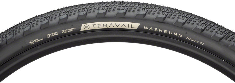 Teravail Washburn Tire - 700 x 47, Tubeless, Folding, Black, Durable Clearance For Nice