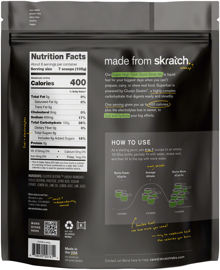 Skratch Labs Super High-Carb Sport Drink Mix - Lemon and Lime, 8 Serving Pouch Free Shipping Factory Outlet