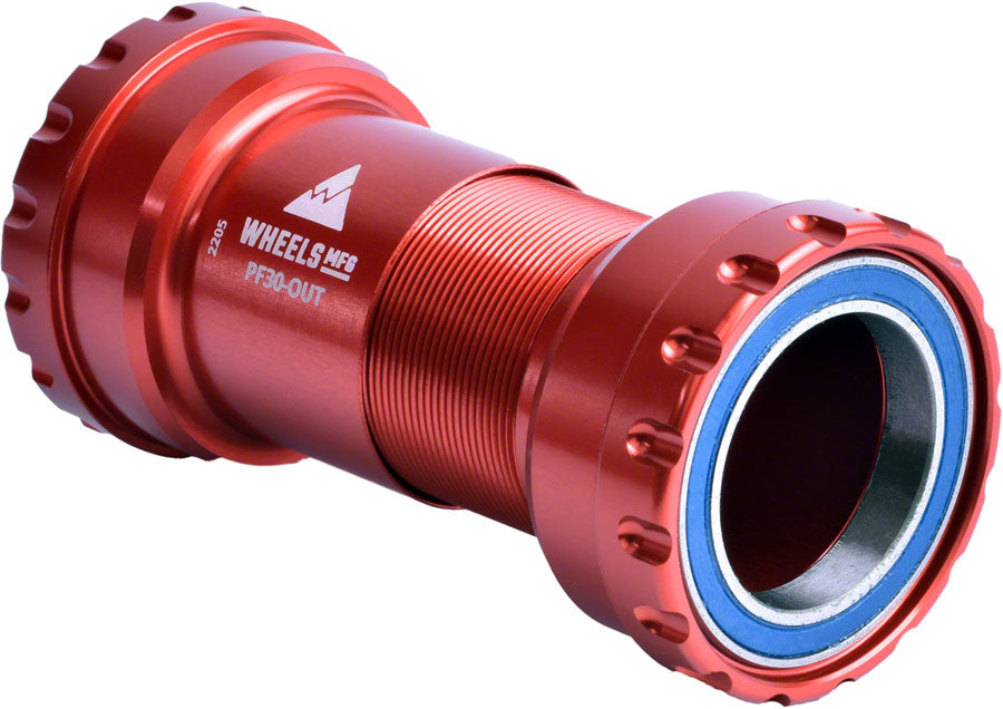Wheels Manufacturing PF30 Outboard Bottom Bracket - For 30mm Spindle, ABEC-3 Bearings, PressFit Thread Together, Red Big Sale