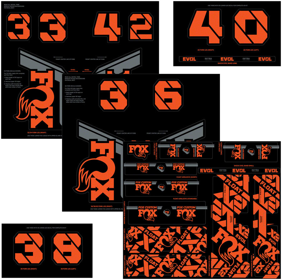 FOX Fork and Shock Decal Kit - Factory Orange 2025 New Cheap Online