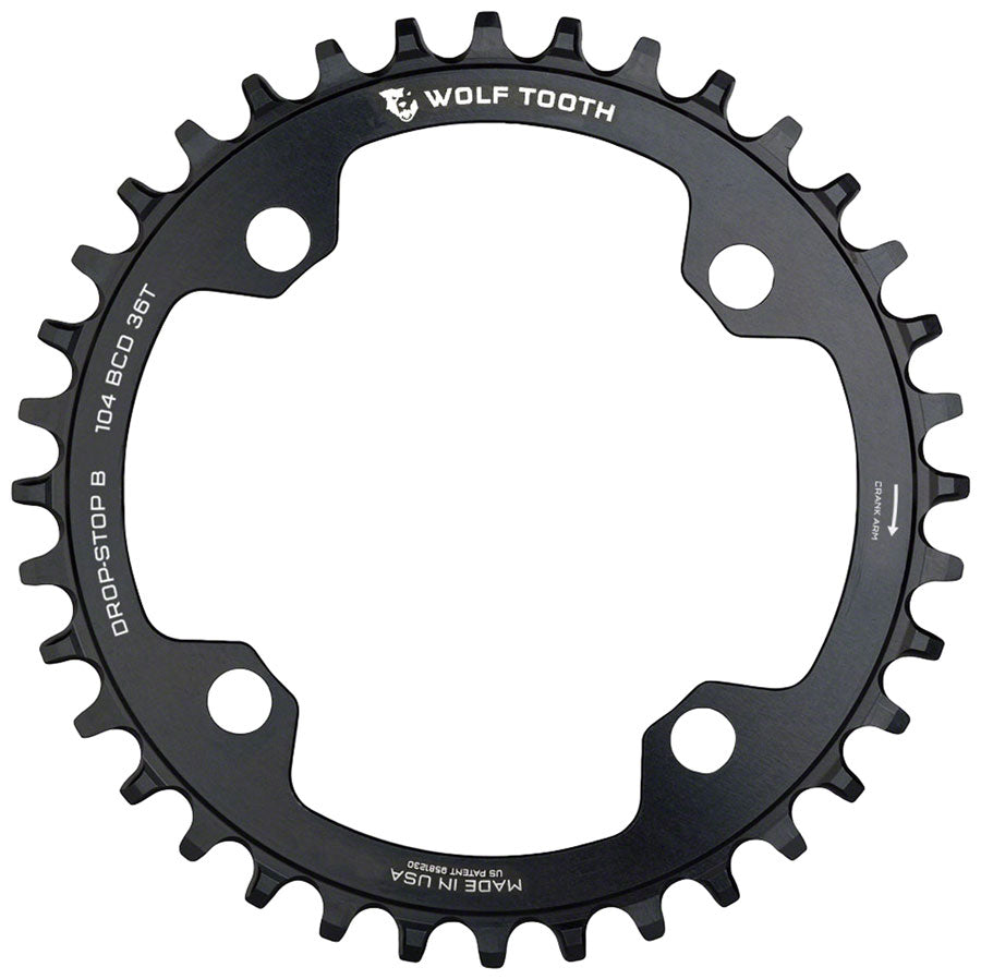 Wolf Tooth 104 BCD Chainring - 36t, 104 BCD, 4-Bolt, Drop-Stop B, Black Cheap Sale Wiki