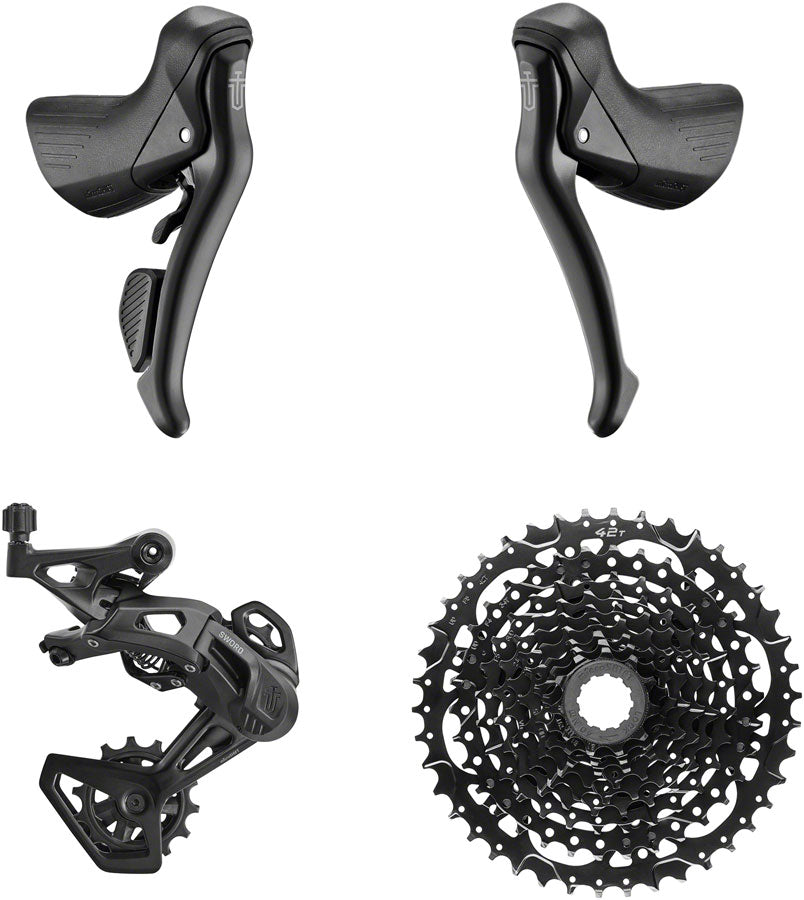 microSHIFT Sword Black 1x9-Speed Groupset - Includes Brake/Shifters, Rear Derailleur Medium Cage, 11-42t Cassette Geniue Stockist