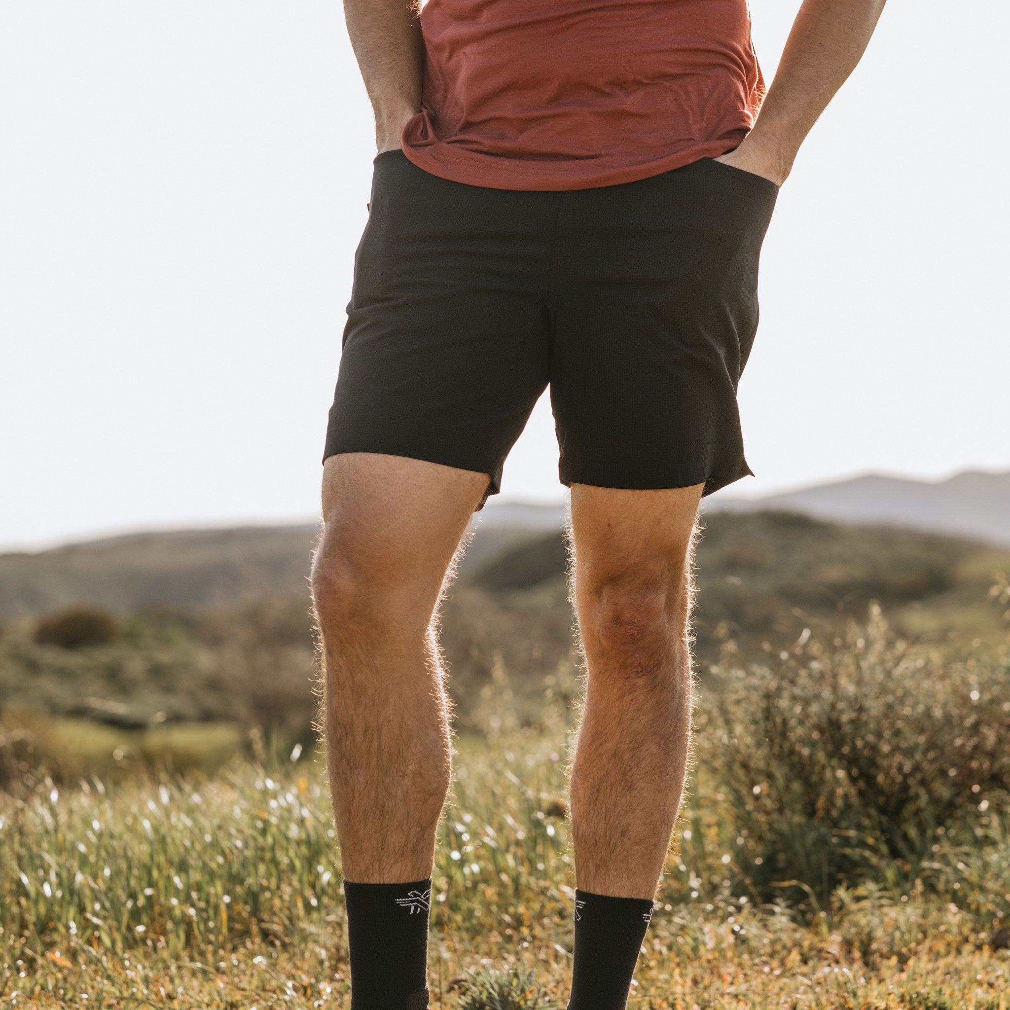 KETL Mtn Vent Lightweight Shorts 7 Inseam: Summer Hiking & Travel - Ultra-Breathable Airflow Stretch Black Men's