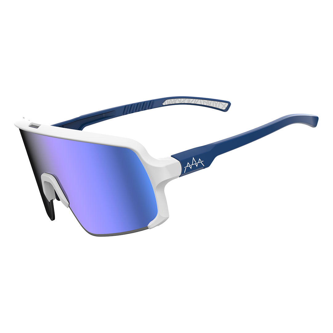 Dirdy Bird Peak Sunglasses Freeze, White/Navy, Blue mirror Lens Clearance Hot Sale