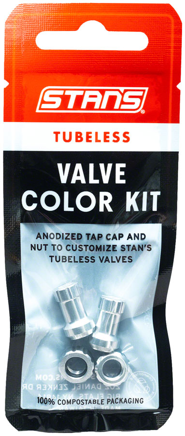 Stan's Tubeless Valve Stem Cap Color Kit - Silver, Pair