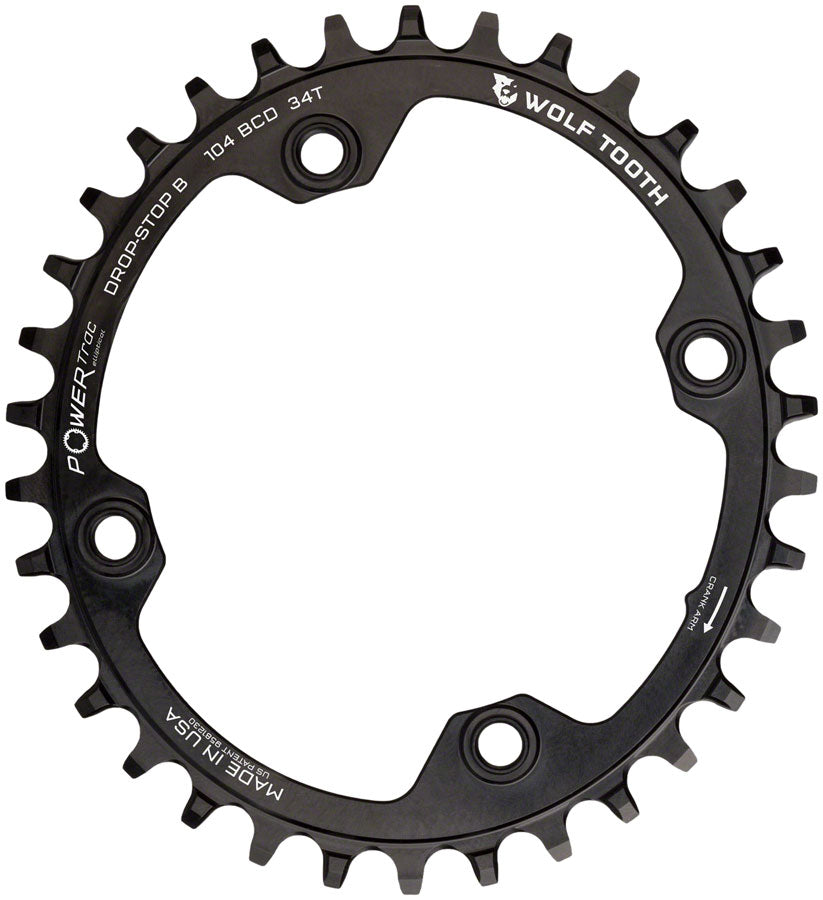 Wolf Tooth Elliptical 104 BCD Chainring - 34t, 104 BCD, 4-Bolt, Drop-Stop B, Black Cheap Newest
