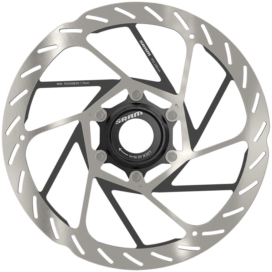 SRAM HS2 Disc Brake Rotor - 200mm, Center Lock, Rounded, Silver/Black Outlet Manchester