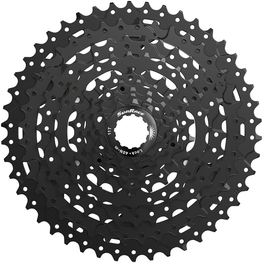 SunRace M993 Cassette - 9 Speed, 11-46t, Alloy Spider and Lockring, ED Black Shop For