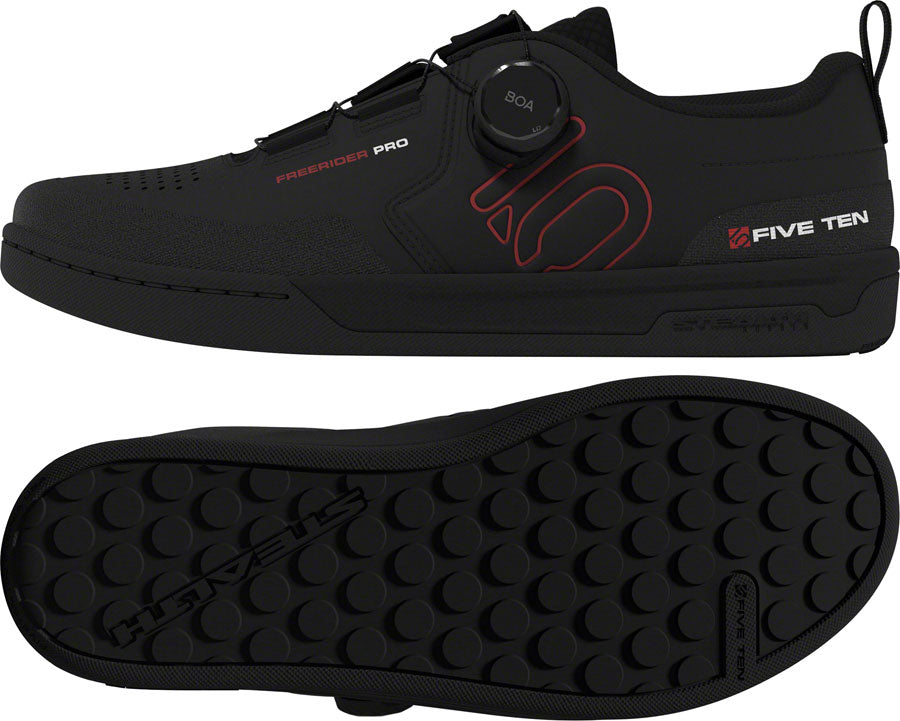 Five Ten Freerider Pro BOA Flat Shoes - Men's, Core Black/Red/FTWR White, 9.5