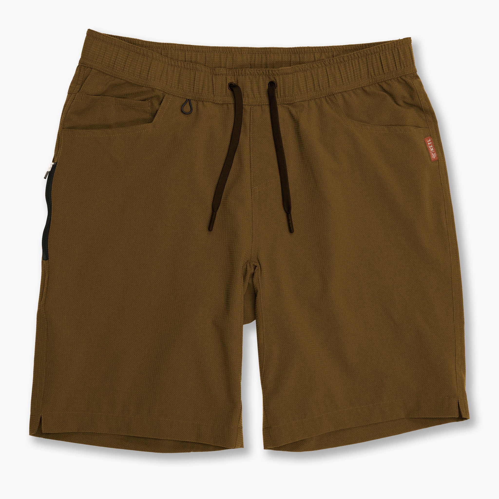 KETL Mtn Vent Lightweight Shorts 9 Inseam: Summer Hiking & Travel - Ultra-Breathable Airflow Stretch Brown Men's