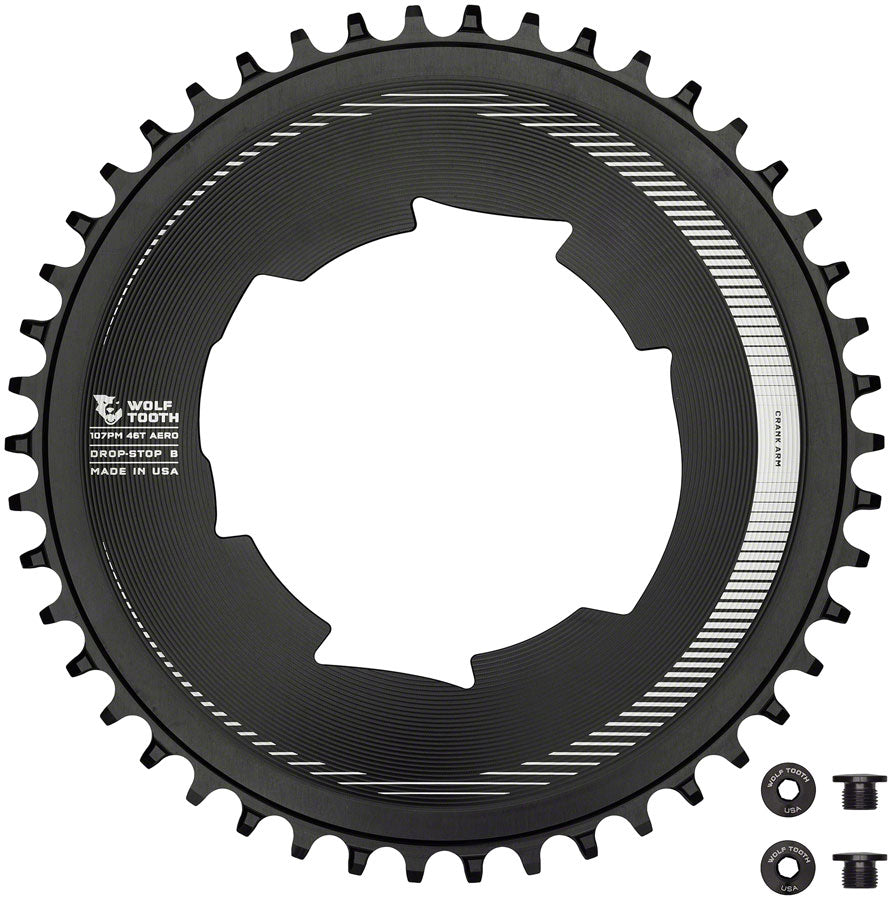 Wolf Tooth Aero 107 BCD Chainring - 46t, Optimized for SRAM Eagle and Flaptop Chains, Drop-Stop B, Black Hot Sale