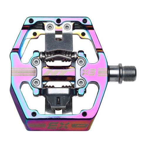 HT Components X3 Pedals - Dual Sided Clipless with Platform, Aluminum, 9/16, Oil Slick Cheap Usa Stockist