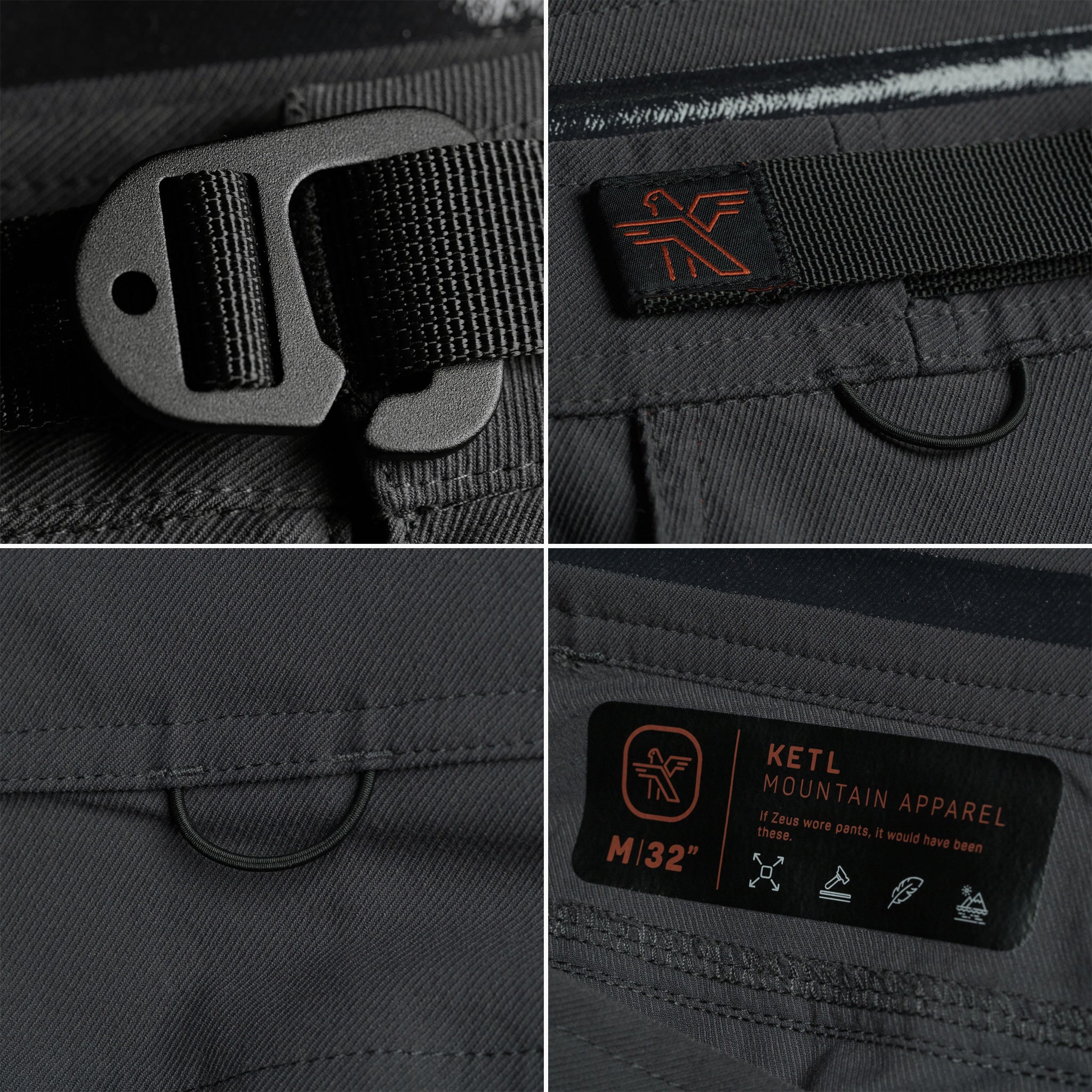 Ketl Mtn Shenanigan Hiking Pants Straight Fit 34 Inseam - Lightweight, Stretchy, Packable, Adventure Travel Men's Pants Grey